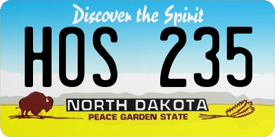 ND license plate HOS235