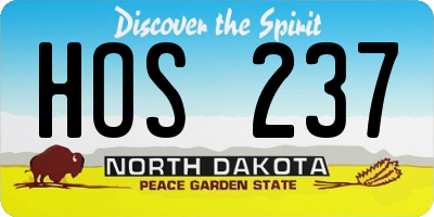 ND license plate HOS237