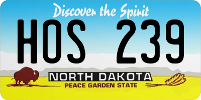 ND license plate HOS239