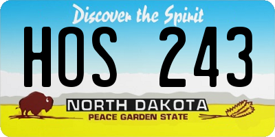 ND license plate HOS243