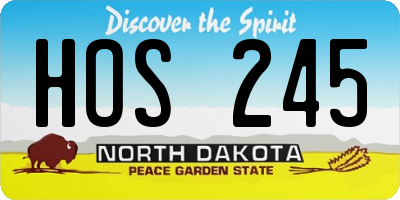 ND license plate HOS245