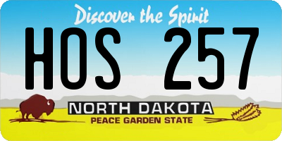 ND license plate HOS257