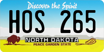 ND license plate HOS265