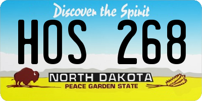 ND license plate HOS268