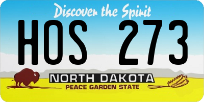 ND license plate HOS273