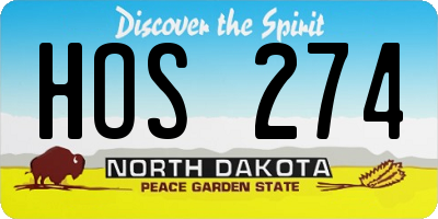 ND license plate HOS274