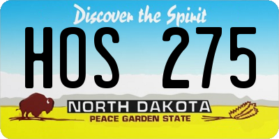 ND license plate HOS275