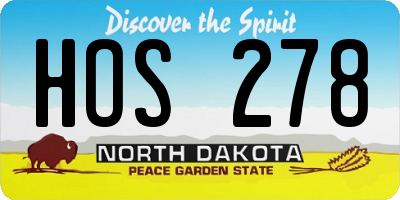 ND license plate HOS278