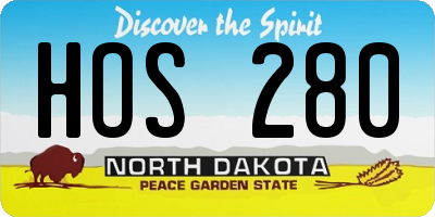 ND license plate HOS280