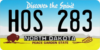 ND license plate HOS283
