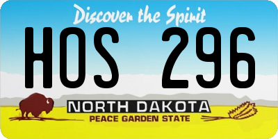 ND license plate HOS296