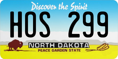 ND license plate HOS299