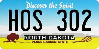 ND license plate HOS302