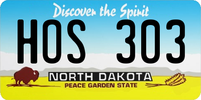 ND license plate HOS303