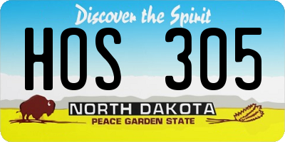 ND license plate HOS305