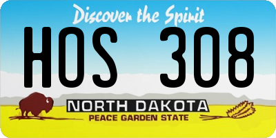 ND license plate HOS308
