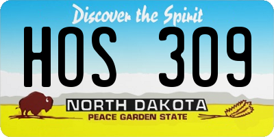 ND license plate HOS309