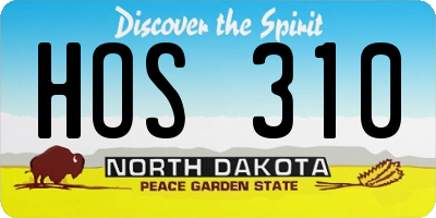 ND license plate HOS310