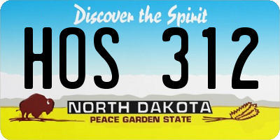 ND license plate HOS312