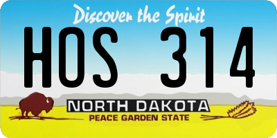 ND license plate HOS314