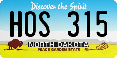 ND license plate HOS315