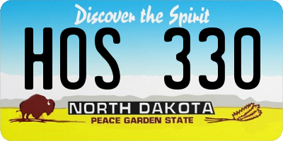 ND license plate HOS330