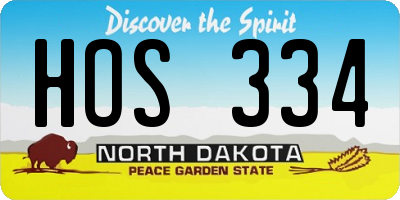 ND license plate HOS334