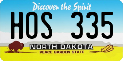 ND license plate HOS335