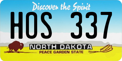 ND license plate HOS337
