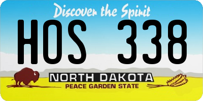 ND license plate HOS338