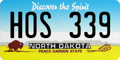 ND license plate HOS339