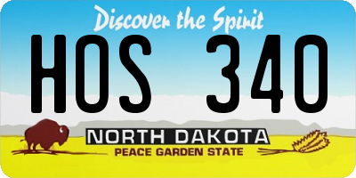 ND license plate HOS340