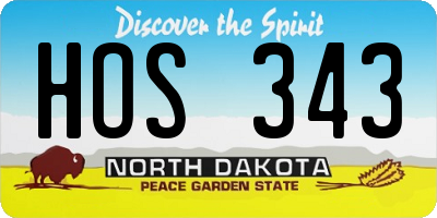 ND license plate HOS343