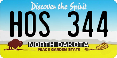 ND license plate HOS344