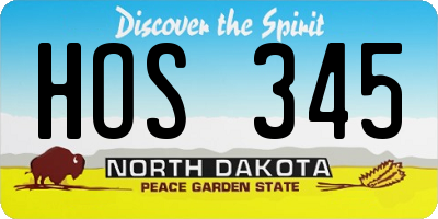 ND license plate HOS345