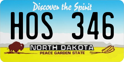 ND license plate HOS346