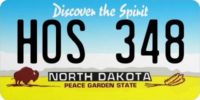 ND license plate HOS348
