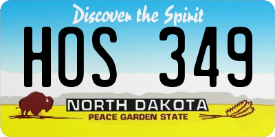 ND license plate HOS349