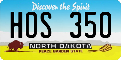 ND license plate HOS350