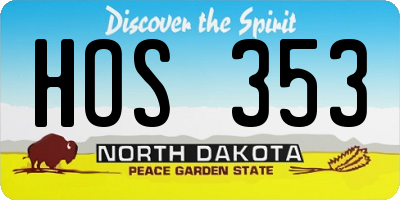 ND license plate HOS353