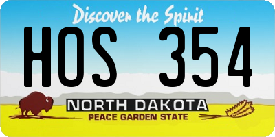 ND license plate HOS354