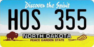 ND license plate HOS355