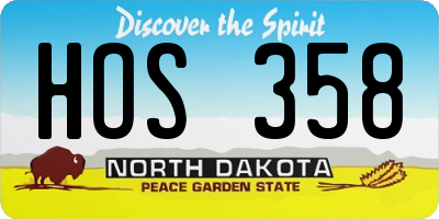 ND license plate HOS358