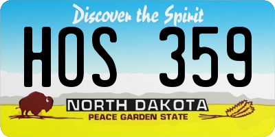 ND license plate HOS359