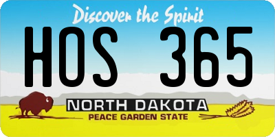ND license plate HOS365