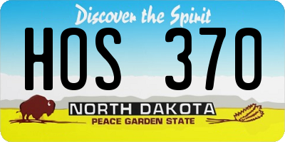 ND license plate HOS370
