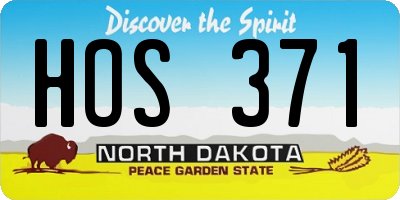 ND license plate HOS371