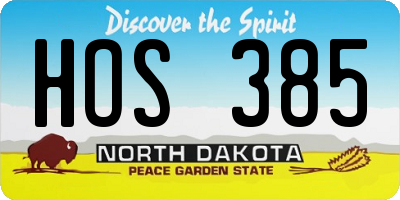 ND license plate HOS385