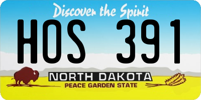 ND license plate HOS391