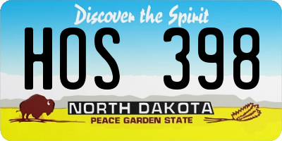 ND license plate HOS398